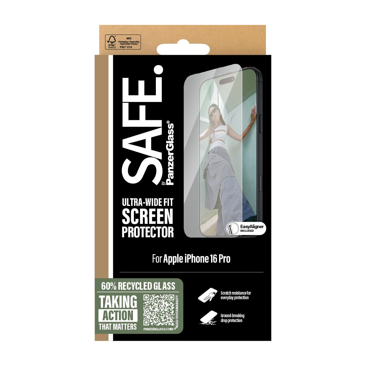 SAFE. by PanzerGlass® Displayschutz iPhone 16 Pro | Ultra-Wide Fit